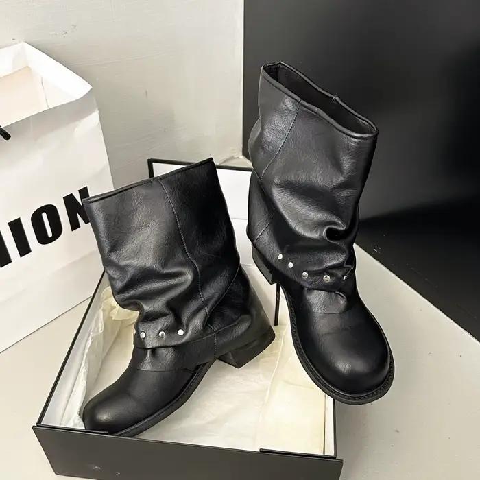Bottines courtes plissées à la mode pour femmes
