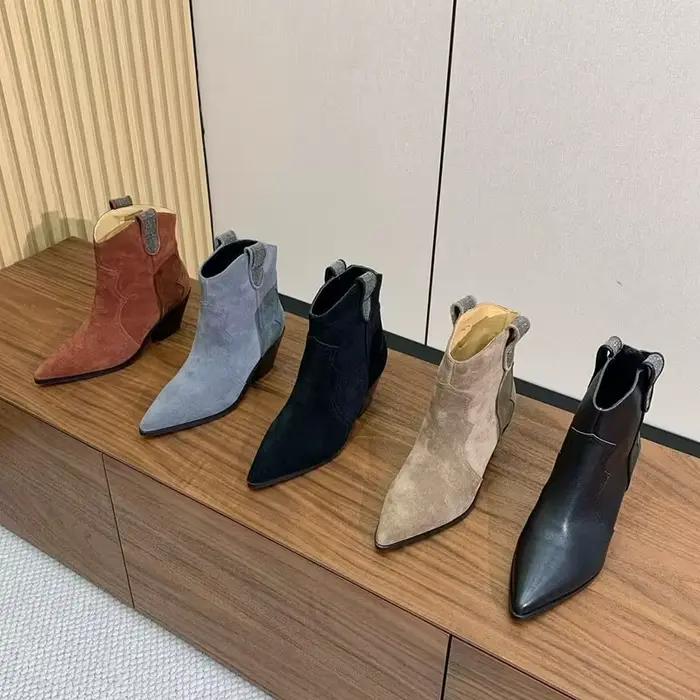 Bottes mi-mollet à talons hauts épais pour femmes