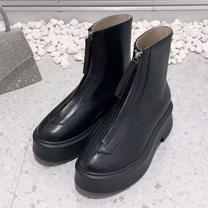 Bottines courtes à semelle plate et épaisse pour femme