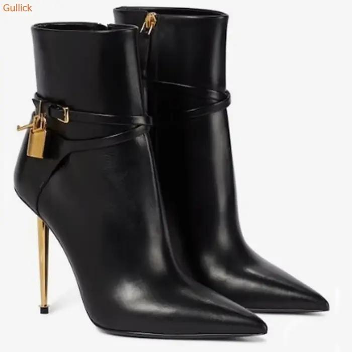 Bottes de rinçage pointues en cuir verni pour femmes