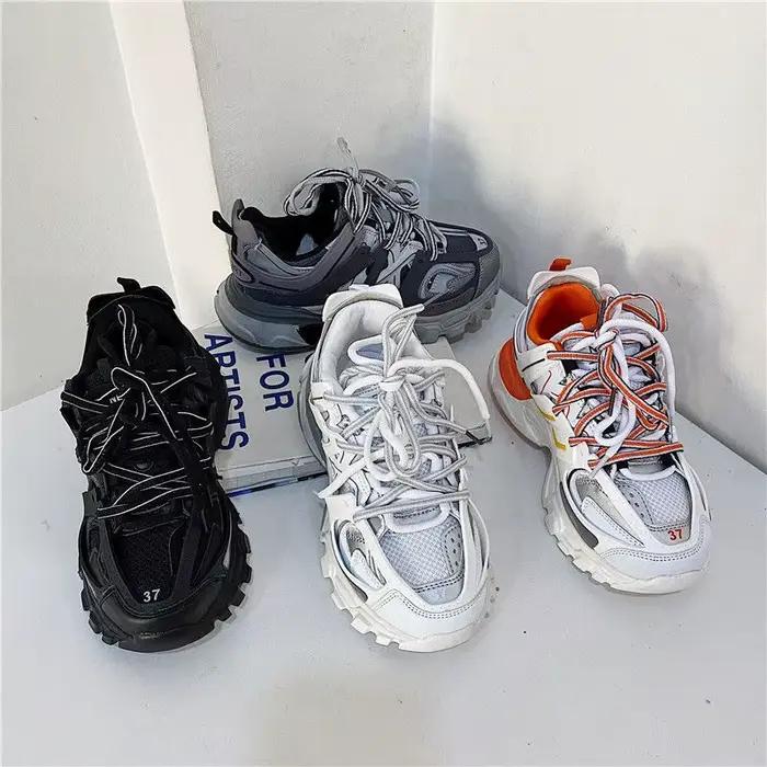 Marque Design noir gris femmes baskets mode nouveaux hommes grosses