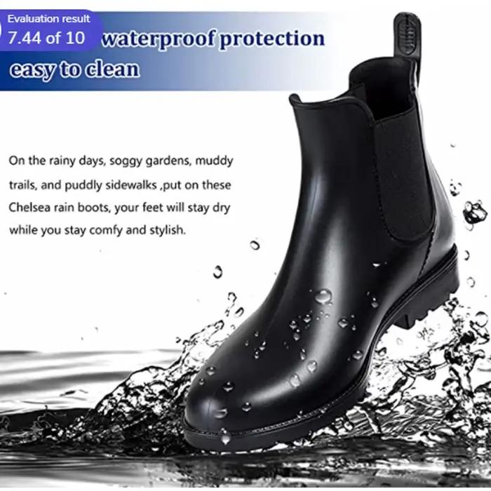 Litfun femmes Chelsea bottes de pluie brillant bottines imperméable à l'eau orteil bande élastique semelle basse mode antidérapant bottes confortables
