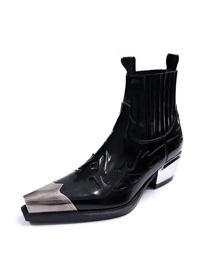 Bottines Chelsea Pointues Style Western Cowboy pour Hommes et Femmes