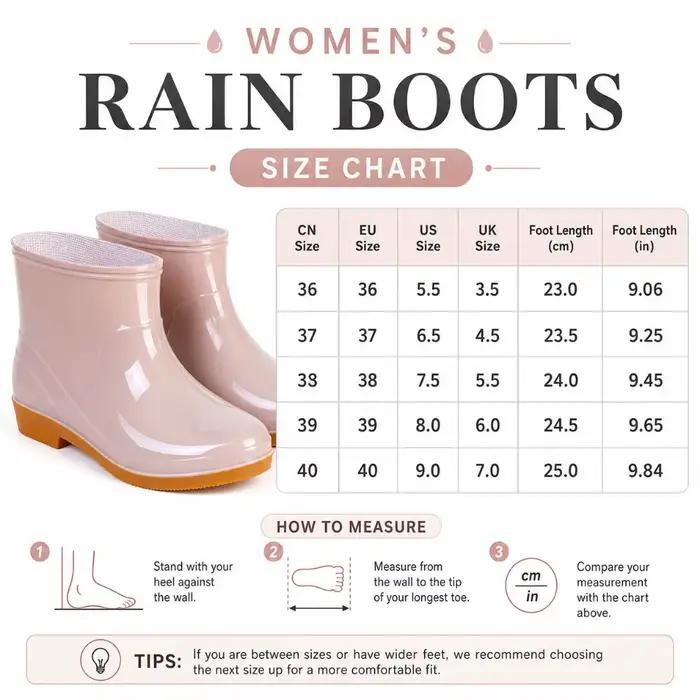 Bottes de pluie courtes antidérapantes pour femmes, imperméables, basses, légères et durables, pour le jardin, l'extérieur, la cuisine et le travail