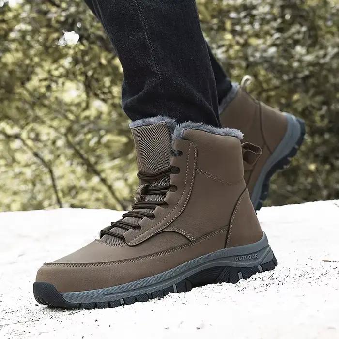 Nouveaux hommes bottes de neige d'hiver pour baskets en cuir imperméables bottes pour hommes Super chaudes en plein air bottes de randonnée pour hommes chaussures de travail taille 39-48