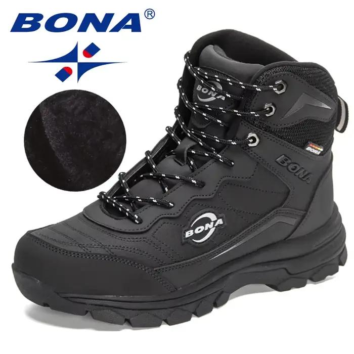 BONA nouveaux créateurs Nubuck hiver chaud en peluche bottes de neige en plein air hommes travail chaussures décontractées homme chaussures de randonnée antidérapantes Mansculino