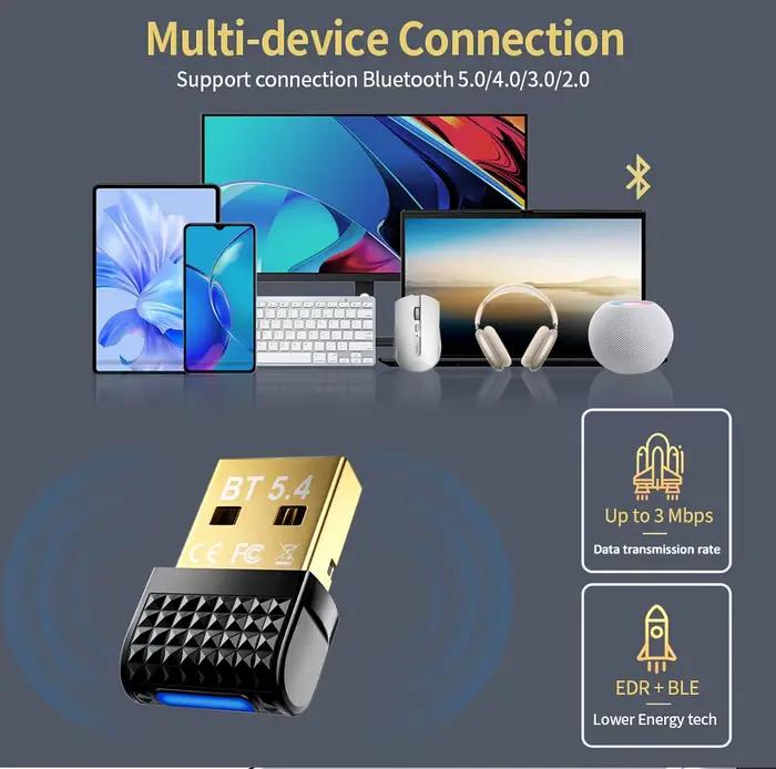 USB Bluetooth 5.4 adaptateur émetteur Bluetooth récepteur Audio Bluetooth Dongle sans fil USB adaptateur pour ordinateur PC portable