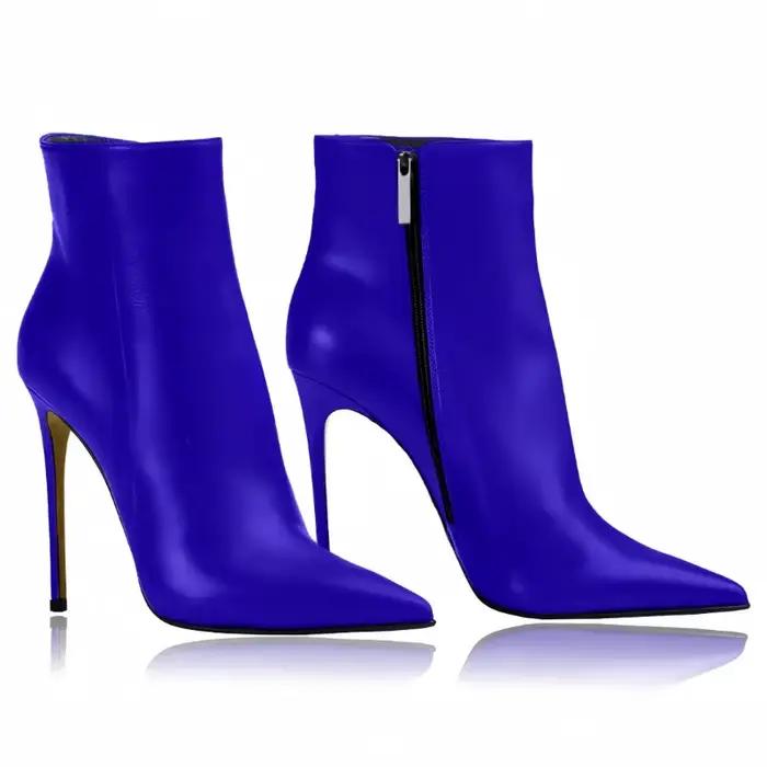 Bottes européennes et américaines à bout pointu et talons aiguilles en cuir PU