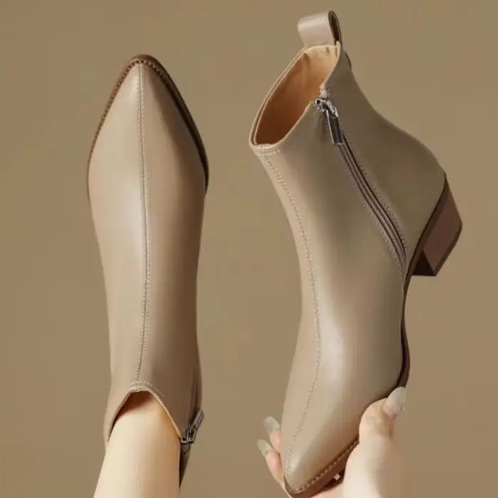 Bottines minimalistes à bout pointu et à talons mi-hauts pour femmes