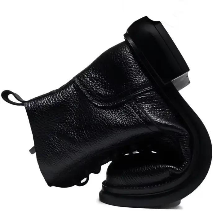 Printemps dame bottines véritable cuir de vache plate-forme chaussures pour femmes hiver jeunes filles semelle souple talon épais chevalier bottes de neige