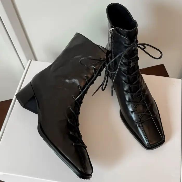 Bottines d'automne en cuir de vache pour femmes