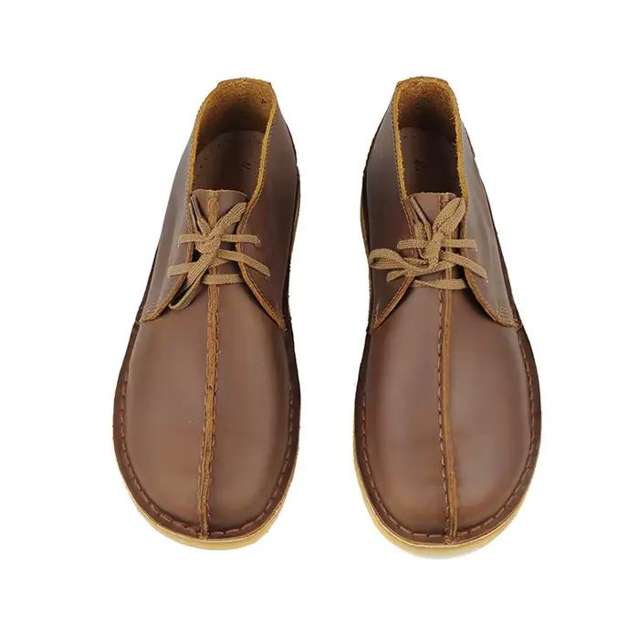 Bottes du désert des hommes de cuir véritable de Careaymade-100 % chaussures de marcheur rétro inversées