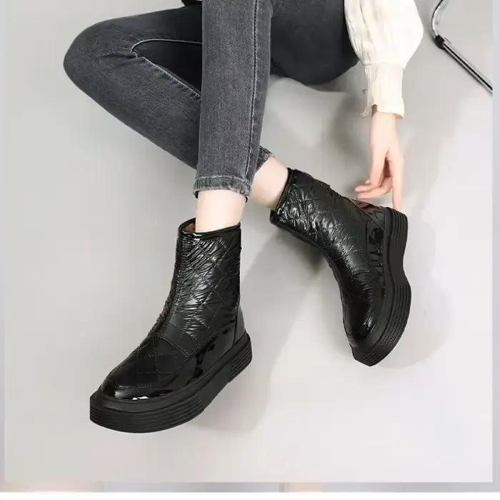 Bottes de neige en cuir suédé pour femme