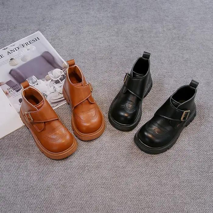 Bottines pour filles, antidérapantes, à semelle épaisse, bottes courtes en cuir pour enfants, style britannique, bottes Chelsea tendance pour enfants, classiques, automne 2026