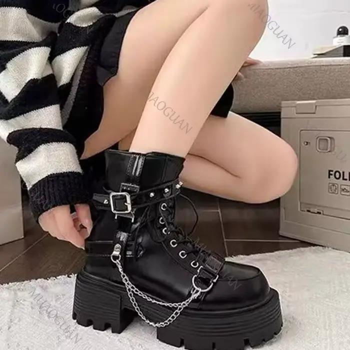 Bottines Punk à fond épais pour femmes