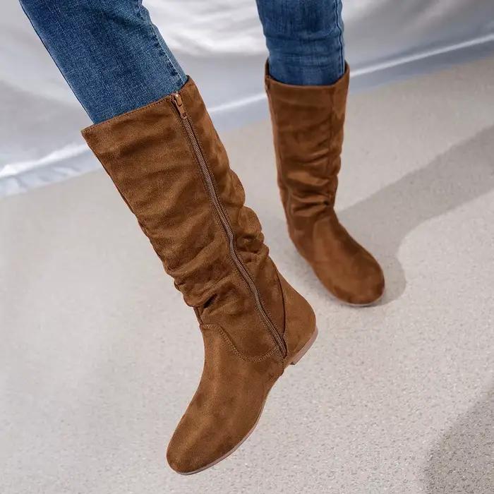 Bottes mi-mollet en Faux daim pour femmes