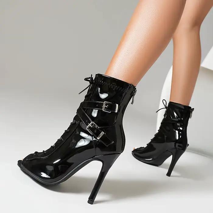 Chaussons à talons fins à lacets pour femmes, botte de rinçage pour dames, chaussures de jazz latine, chaussons à châssis aiguille sexy, grande taille, 46, haute qualité, phtalStreet