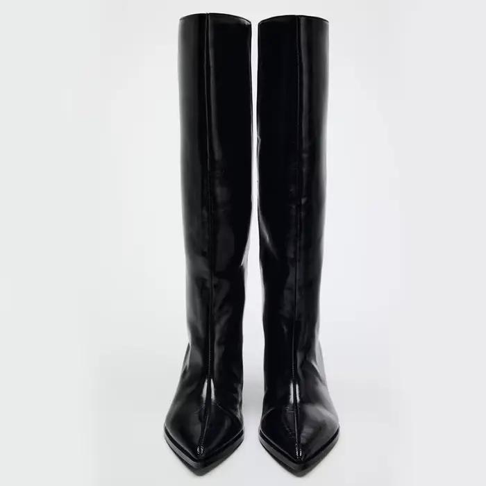 Bla botte large Tube bout pointu talon haut