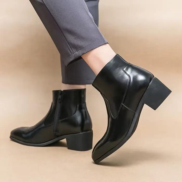Bottes occidentales noires pour hommes Cowboy marron Chelsea