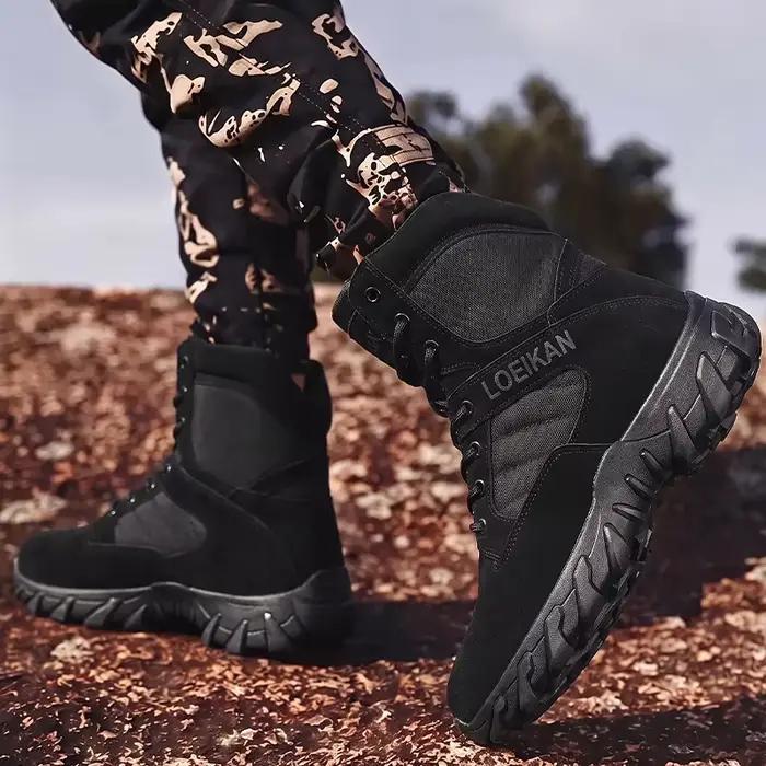 LOEIKAN – bottes tactiques militaires pour hommes, chaussures hautes antidérapantes absorbant les chocs, pour la chasse, le trekking, le travail quotidien en plein air