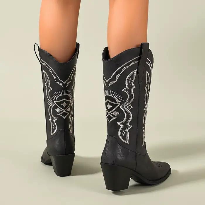 Bottes Western mi-mollet à bout carré