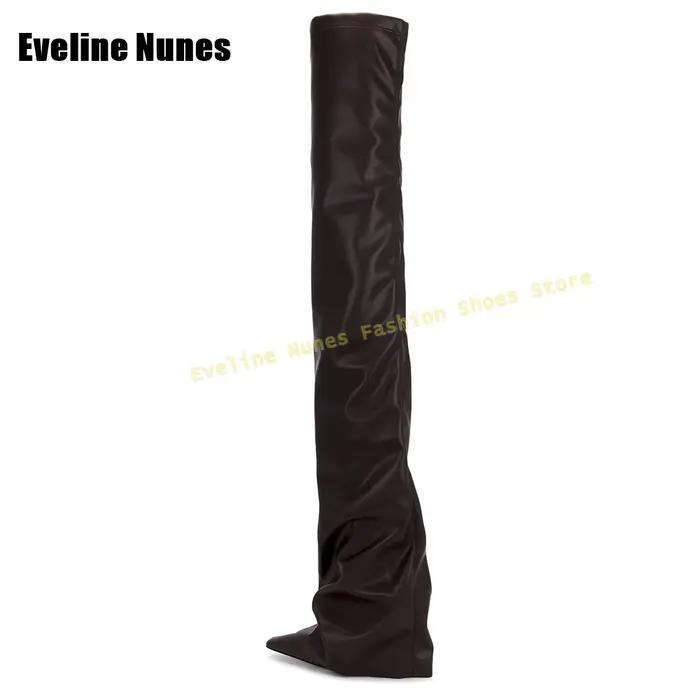 Bottes de défilé plissées à bout carré pour fille épicée, bottes au dessus du genou, grande taille, nouvelle collection automne-hiver 2025