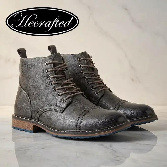 Bottes rétro confortables et tendance en cuir pour homme pour printemps et automne occassions multiples à offrir