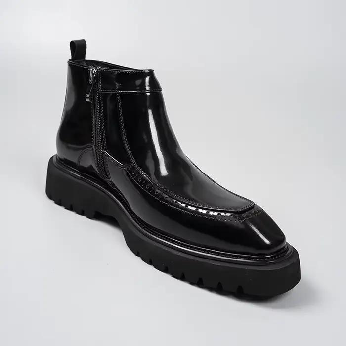 Bottes montantes à bout pointu avec fermeture éclair pour hommes