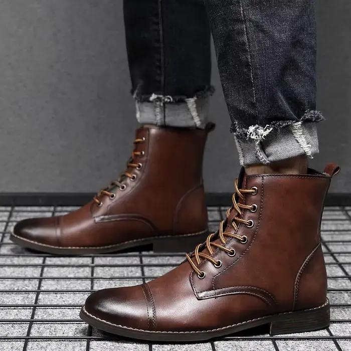 Hommes mode bottes nouveauté Britsh Vintage bottes en cuir chaussures hommes bottes automne hiver Design hommes bottines grande taille