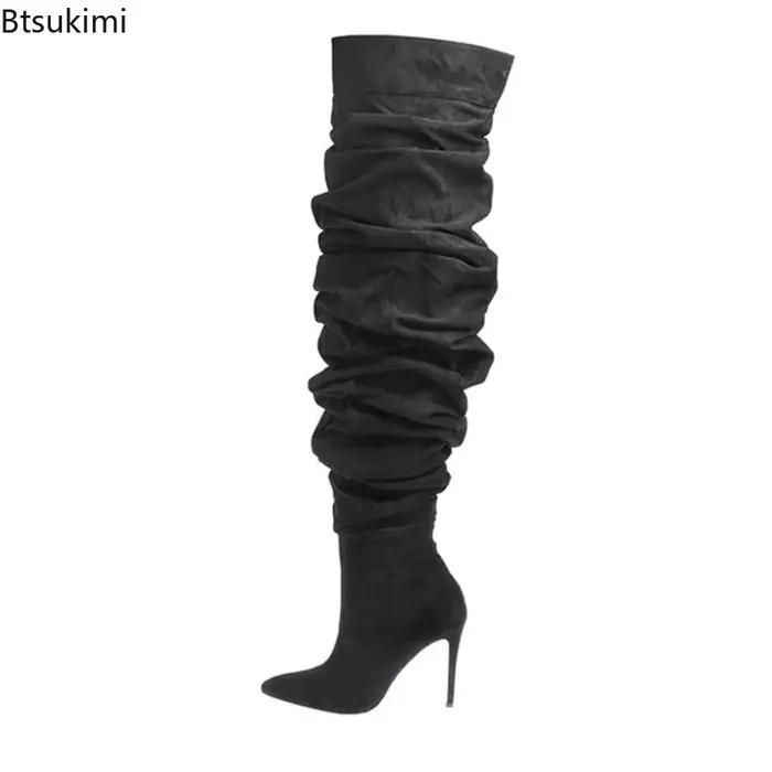 Bottes hautes en jean sexy à talon fin pour femme 2026 – Style western