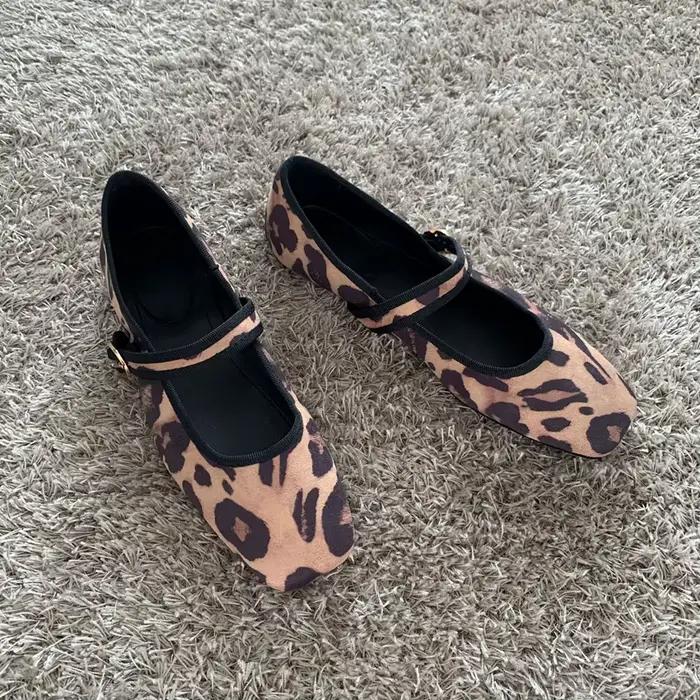Chaussures décontractées femme imprimé léopard 2026 – Ballerines plates Mary Jane à enfiler pour l'été