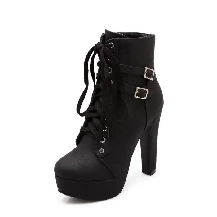 Populaire européen américain cerclage femmes botte mode bottine à talons hauts