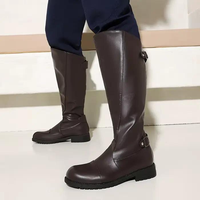 Bottes hautes pour hommes avec boucle de ceinture