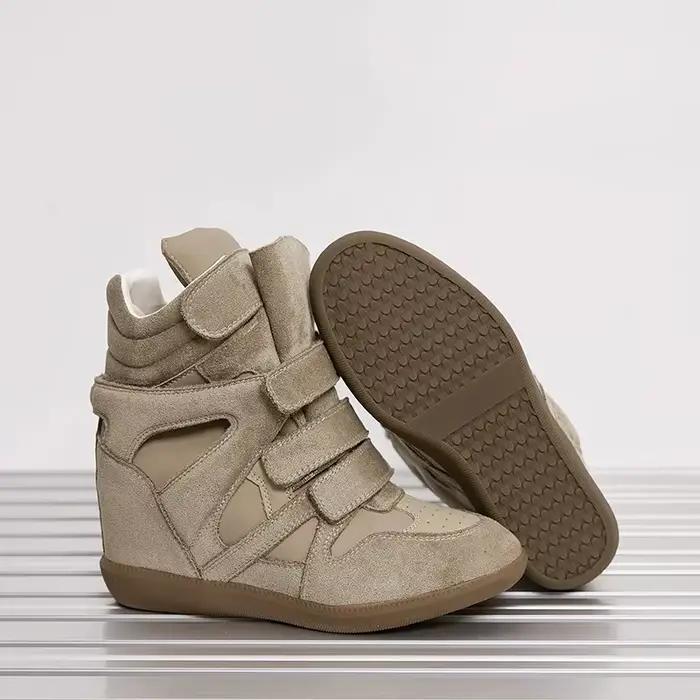 Bottines en cuir véritable talon invisible 8cm plateforme baskets décontractées pour femmes augmentant la taille occasions spéciales