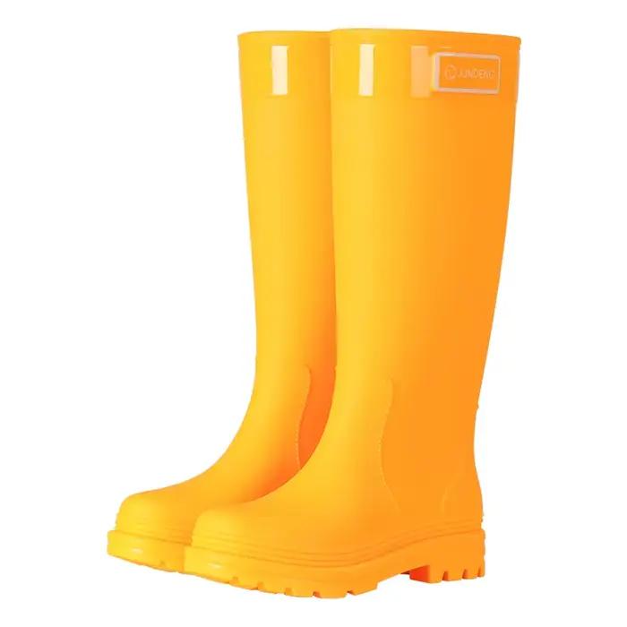 Bottes de pluie jaunes Thi à Tube haut pour femmes, vêtements d'extérieur d'été imperméables et antidérapants, bottes longues résistantes à l'usure