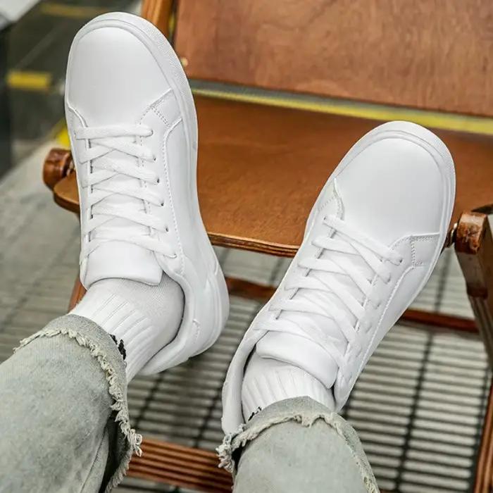 Chaussures pour hommes baskets blanches en cuir PU solide