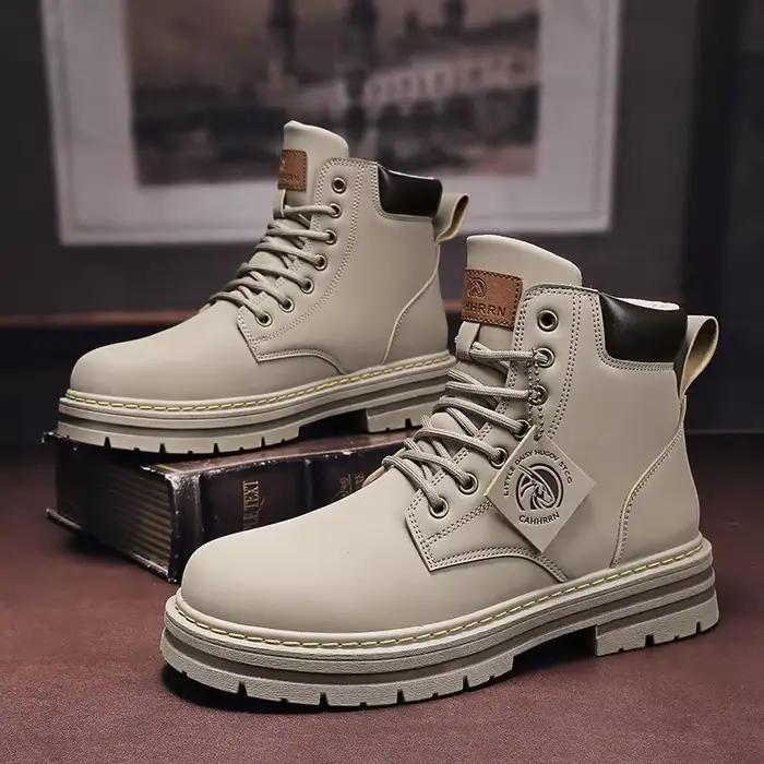 Bottes hautes en cuir pour hommes mode moto bottines robustes pour randonnées et sorties élégantes occasions spéciales