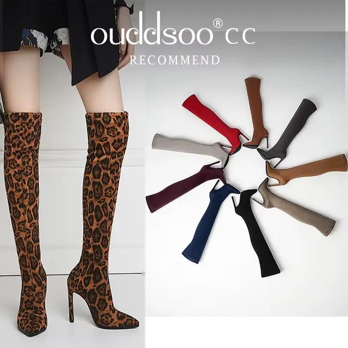 Ods-Bottes au dessus du genou à imprimé léopard pour femmes