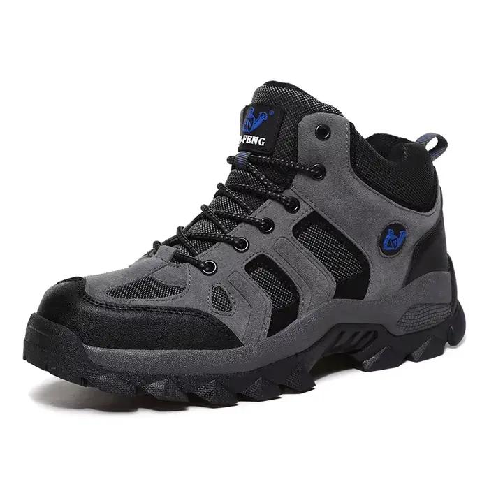 Grande taille hiver chaussures de randonnée hommes neige chaude fourrure cuir bottes