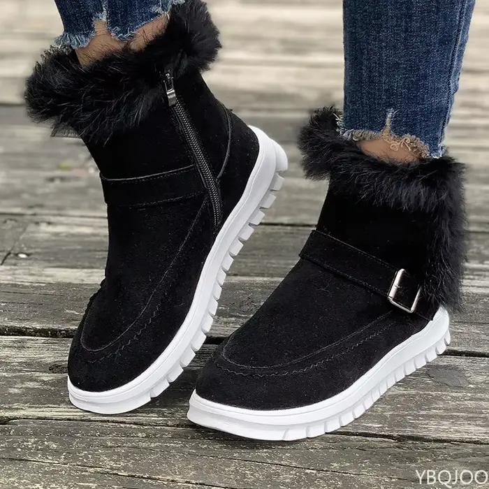 À la mode polyvalent chaud haut bottes courtes hiver nouveau Style en peluche semelle épaisse décontracté confortable