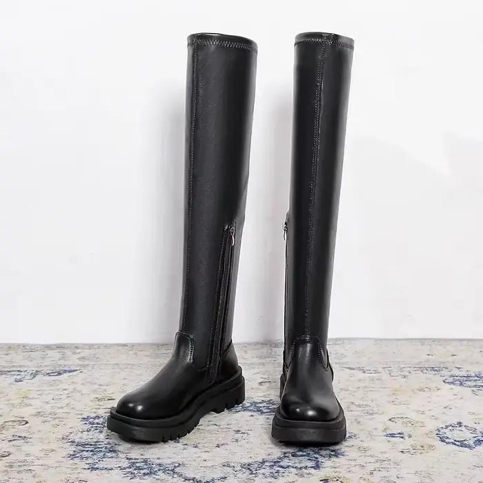 Bottes Hautes à Talon Plateforme pour Femme