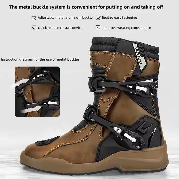 Bottes de Protection de Moto en Cuir TPU pour Homme