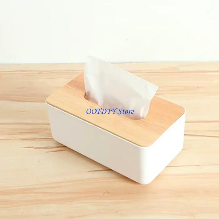 Distributeur boîte à mouchoirs 367A, couvercle en bois, support rangement papier, serviette pour organisateur caisse
