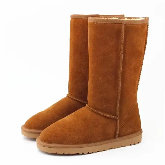 Bottes de neige en cuir véritable pour femmes, haute qualité, chaude et confortable, parfaites pour les occasions hivernales et les sorties en plein air