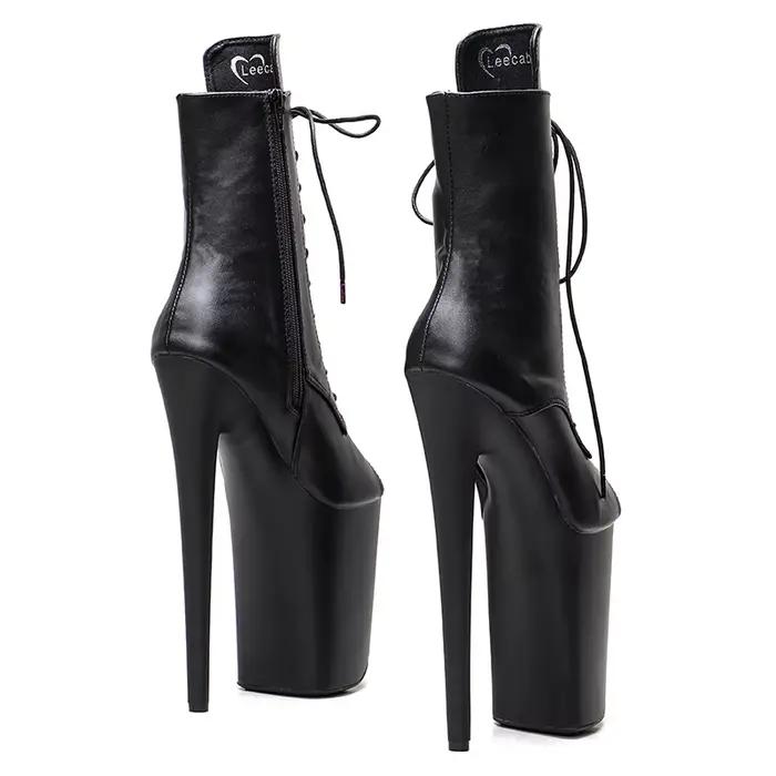 Leecabe – bottes sexy à bout ouvert en PU mat