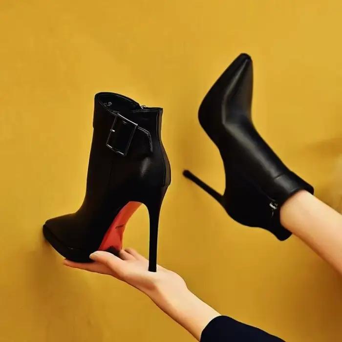 Nouvelles bottes d'hiver à talon haut et bout pointu, en velours, style tendance en Europe, bottes à talon unique