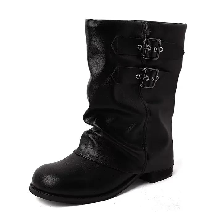 Bottes pour femmes, style vintage, talon épais, bottes western à la cheville, chaussures élégantes avec boucle de ceinture, bottes courtes en cuir souple et confortables pour femmes