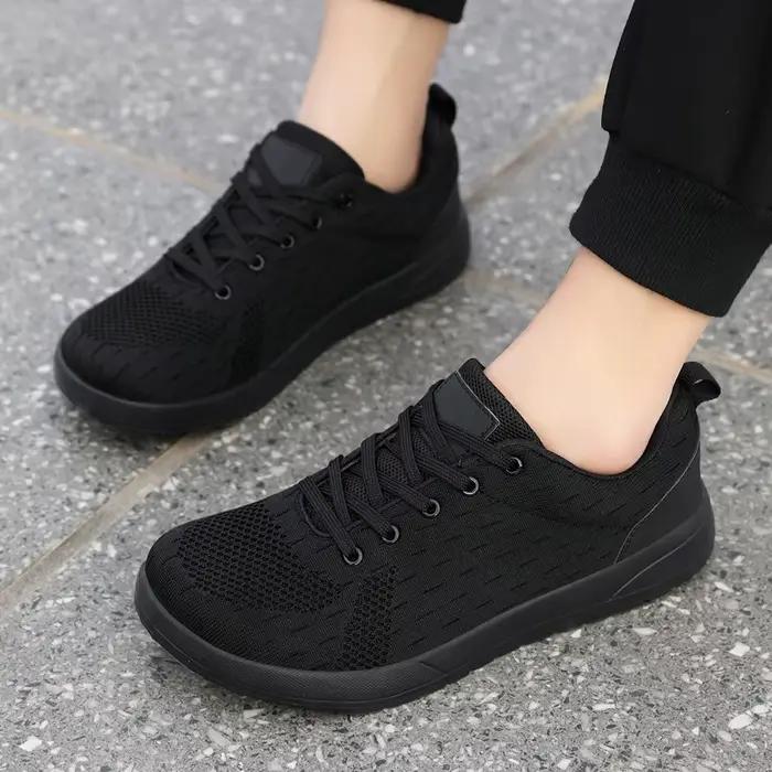 Chaussures de marche à bout large pour hommes et femmes, grande taille 36-46, chaussures de sport en tricot respirantes pour hommes, baskets antidérapantes unisexes pour l'extérieur