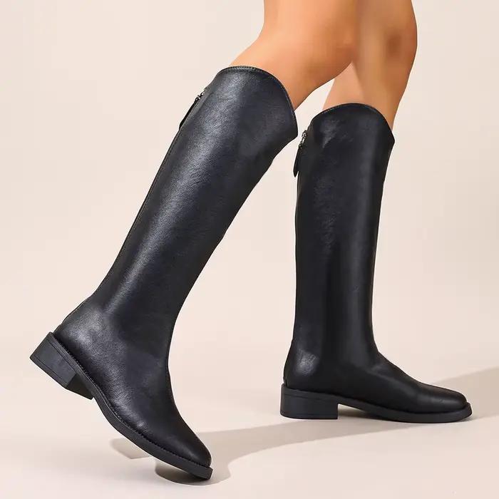 Printemps et automne bout rond Sexy/confortable bottes hautes à la mode nouveau chaud grande taille femmes bottes de mode décontractée