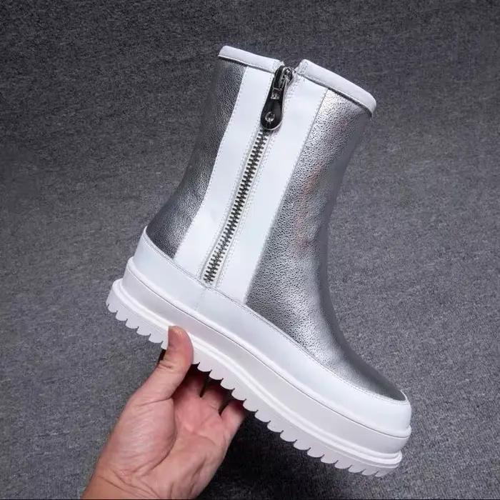 Bottes de neige chaudes en peluche avec fermeture éclair latérale pour femme
